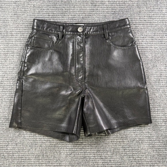 Wilfred Pants - Wilfred Aritzia Black Faux Leather High Rise Shorts Womens 4 Zip Fly 5-Pocket
